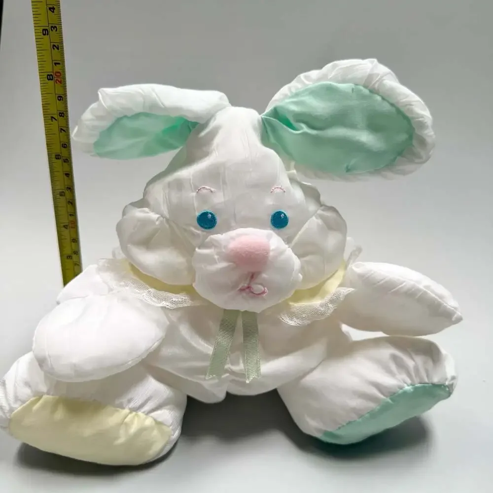 Vintage 1988 Fisher Price Baby Puffalump White Bunny Rabbit Rattle Plush 1359